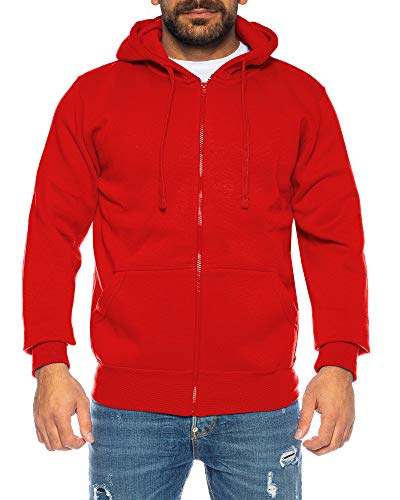 Raff & Taff Herren Hoodies Kapuzenpullover Sweatjacke Übergangsjacke Jacke Basic Schlicht bis 6XL (RT404 Rot, XXL) von Raff&Taff