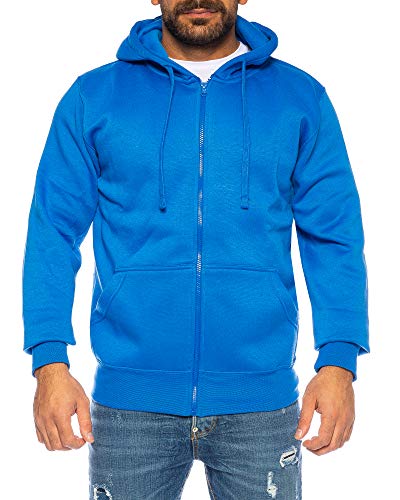 Raff & Taff Herren Hoodies Kapuzenpullover Sweatjacke Übergangsjacke Jacke Basic Schlicht bis 6XL (RT404 Royalblau, XXL) von Raff&Taff