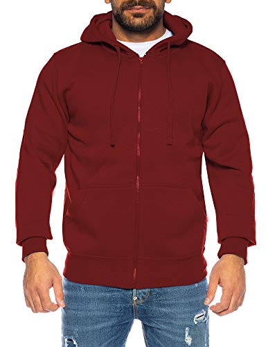 Raff & Taff Herren Zipper Hoodies Kapuzenjacke Sweatjacke Übergangsjacke Jacke Basic Schlicht bis 10XL (RT404 Weinrot 5XL) von Raff&Taff