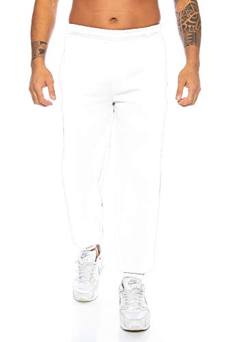 Raff & Taff Herren Hose M bis 6XL | Sporthose Sweatpants Pyjamas Übergrößen Funktionshose Trainingshose Jogginghose | Premium Baumwolle (RT-T-405-Weiß, L) von Raff&Taff