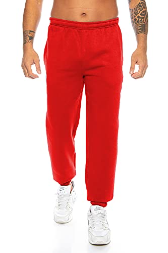 Raff & Taff Herren Hose M bis 6XL | Sporthose Sweatpants Pyjamas Übergrößen Funktionshose Trainingshose Jogginghose | Premium Baumwolle (RT-T-405-Rot, 6XL) von Raff&Taff