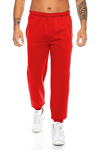 Raff & Taff Herren Hose M bis 6XL | Sporthose Sweatpants Pyjamas Übergrößen Funktionshose Trainingshose Jogginghose | Premium Baumwolle (RT-T-405-Rot, 7XL) von Raff&Taff