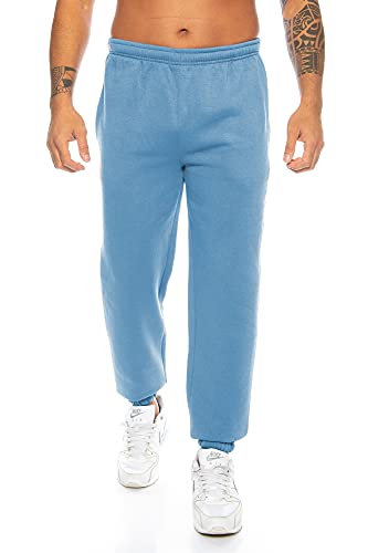 Raff & Taff Herren Hose M bis 6XL | Sporthose Sweatpants Pyjamas Übergrößen Funktionshose Trainingshose Jogginghose | Premium Baumwolle (RT-T-405-Sky, M) von Raff&Taff