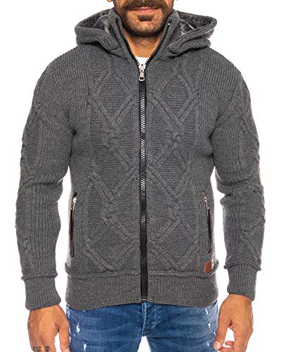 Raff & Taff Herren Jacke Strickjacke Strickpullover bis 3XL | Warm, Weich, Wolle | Wohlfühlen mit Style (Anthrazit(76), 6XL) von Raff&Taff