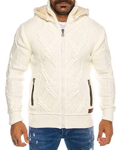 Raff & Taff Herren Jacke Strickjacke Strickpullover bis 3XL | Warm, Weich, Wolle | Wohlfühlen mit Style (Creme(76), 3XL) von Raff&Taff