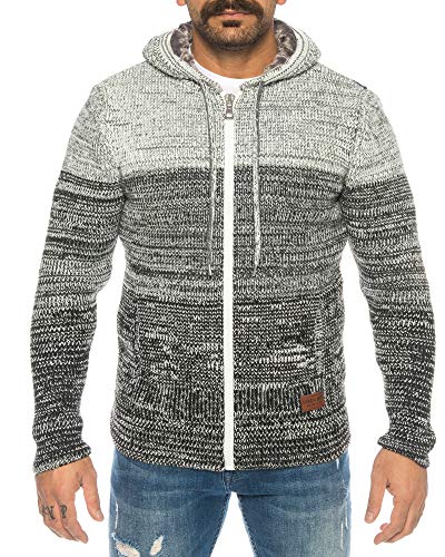 Raff & Taff Herren Jacke Strickjacke Strickpullover bis 3XL | Warm, Weich, Wolle | Wohlfühlen mit Style (Hellgrau, XL) von Raff&Taff