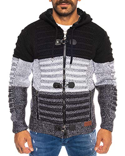 Raff & Taff Herren Jacke Strickjacke Strickpullover bis 3XL | Warm, Weich, Wolle | Wohlfühlen mit Style (Schwarz(803), XL) von Raff&Taff