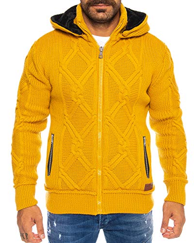 Raff & Taff Herren Jacke Strickjacke Strickpullover bis 3XL | Warm, Weich, Wolle | Wohlfühlen mit Style (Senf(76), 3XL) von Raff&Taff