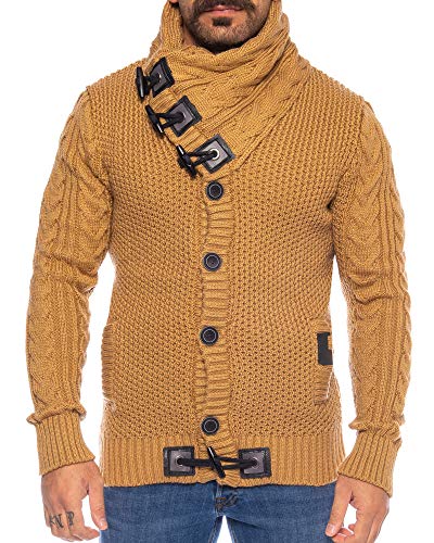 Raff & Taff Herren Jacke Strickjacke Strickpullover bis 3XL | Warm, Weich, Wolle | Wohlfühlen mit Style (Senf (8080), XXL) von Raff&Taff