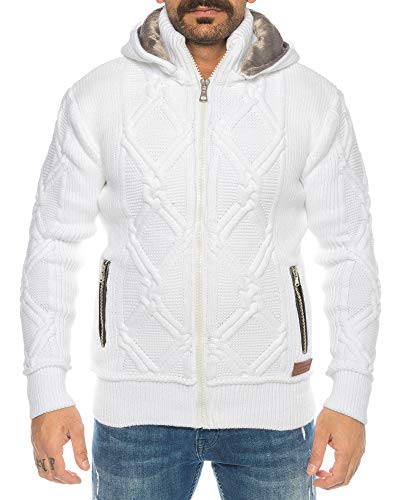 Raff & Taff Herren Jacke Strickjacke Strickpullover bis 3XL | Warm, Weich, Wolle | Wohlfühlen mit Style (Weiß (76), 3XL) von Raff&Taff