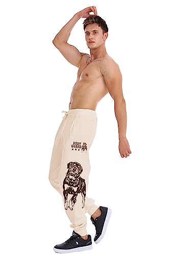 Raff&Taff Herren Jogginghose Bodyguard Bulldog Coole Lässige Sporthose Freizeithose(RT033-Beige-8XL) von Raff&Taff