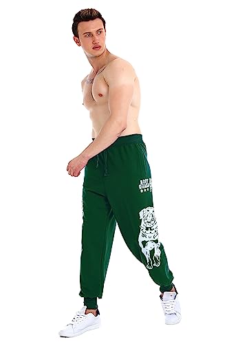 Raff&Taff Herren Jogginghose Bodyguard Bulldog Coole Lässige Sporthose Freizeithose(RT033-Dunkelgrün-XXL) von Raff&Taff