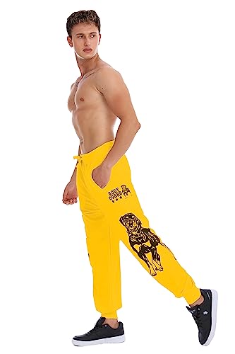 Raff&Taff Herren Jogginghose Bodyguard Bulldog Coole Lässige Sporthose Freizeithose(RT033-Senf-4XL) von Raff&Taff