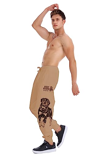 Raff&Taff Herren Jogginghose Bodyguard Bulldog Coole Lässige Sporthose Freizeithose(RT2528-Hellbraun-S) von Raff&Taff