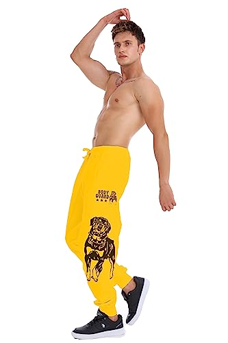 Raff&Taff Herren Jogginghose Bodyguard Bulldog Coole Lässige Sporthose Freizeithose(RT2528-Senf-4XL) von Raff&Taff
