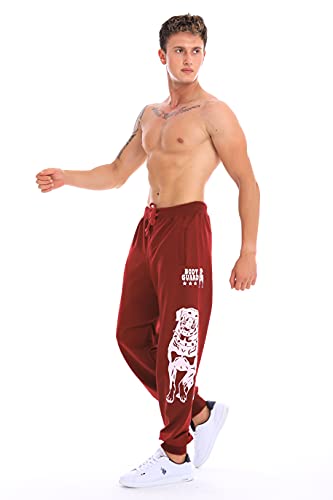 Raff&Taff Herren Jogginghose Bodyguard Bulldog Coole Lässige Sporthose Freizeithose (Bordeaux, 3XL) von Raff&Taff