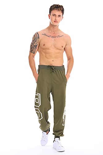 Raff&Taff Herren Jogginghose Bodyguard Bulldog Coole Lässige Sporthose Freizeithose (Oliv, L) von Raff&Taff