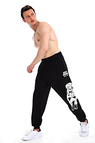 Raff&Taff Herren Jogginghose Bodyguard Bulldog Coole Lässige Sporthose Freizeithose (Schwarz, 4XL) von Raff&Taff