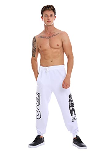 Raff&Taff Herren Jogginghose Bodyguard Bulldog Coole Lässige Sporthose Freizeithose (Weiss, 5XL) von Raff&Taff