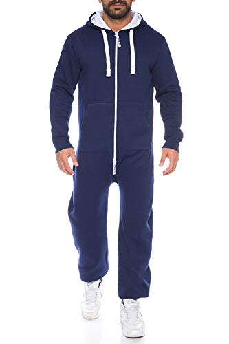 Raff & Taff Herren Jumpsuit Overall Trainingsanzug Fitnessbekleidung Onesie Ganzkörperanzug Basic und Schlicht (Nevi, S) von Raff&Taff