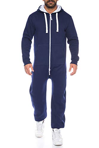 Raff & Taff Herren Jumpsuit Overall Trainingsanzug Fitnessbekleidung onesie Ganzkörperanzug Basic und Schlicht (RT-J-901 Nevi, 4XL) von Raff&Taff