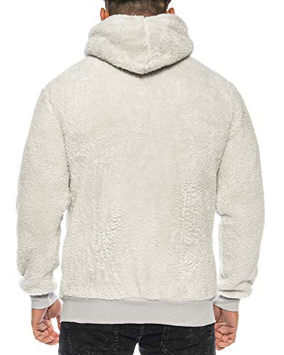Raff &Taff Herren Kapuzenjacke Teddy Fleece Plüschjacke mit Kapuze Casuale Zip Hoodie Cardigan mit Kangrootaschen Kuschelig Weich (Grau, 4XL~56/58) von Raff&Taff