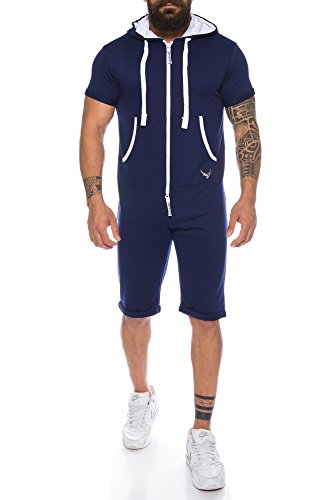 Raff & Taff Herren Onesie Jumppsuit Overall Jogger | Sommer Sport Freizeit Kurz Training | M - XXL (Navy, M) von Raff&Taff