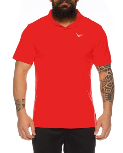 Raff&Taff Herren Sport Poloshirt leicht Pflegeleicht schnell trockend -RT-P-2000-Rot-10XL von Raff&Taff