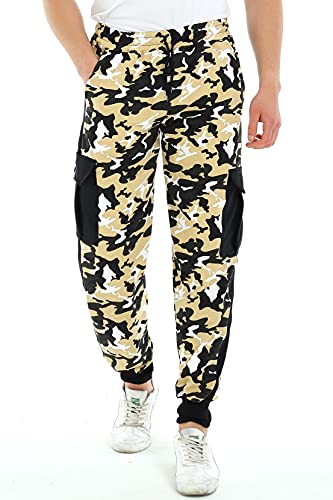 Raff&Taff Herren Sporthose Camouflage Hose Freizeithose Yogahose Sweathose Fußballhose Jogginghose Cargo Sporthose (Dessert, 4XL) von Raff&Taff