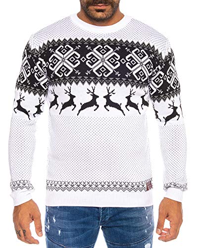 Raff&Taff Herren Strickpullover Sweater Hoodie Wollpullover | M - 5XL | Norweger Island Pullover Weihnachten Winter (WEiß (H2444), 4XL) von Raff&Taff