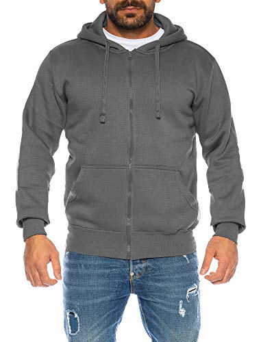 Raff & Taff Herren Zipper Hoodies Kapuzenjacke Sweatjacke Übergangsjacke Jacke Basic Schlicht bis 10XL(RT404 Anthra M ) von Raff&Taff