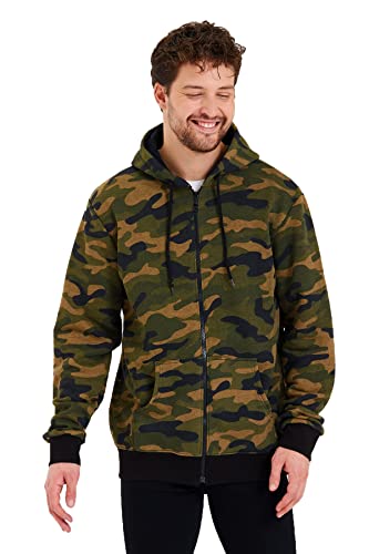 Raff & Taff Herren Zipper Hoodies Kapuzenjacke Sweatjacke Übergangsjacke Jacke Basic Schlicht bis 10XL(RT404 Woodland XXL) von Raff&Taff