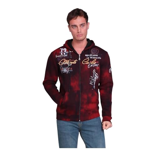 Raff & Taff Herren Zipper Hoodies Kapuzenjacke Sweatjacke Übergangsjacke Jacke Basic Schlicht bis 10XL (RT-1160-Bordeaux- 4XL) von Raff&Taff