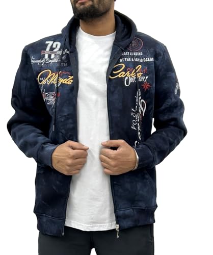 Raff & Taff Herren Zipper Hoodies Kapuzenjacke Sweatjacke Übergangsjacke Jacke Basic Schlicht bis 10XL (RT-1160-Nevi-L) von Raff&Taff