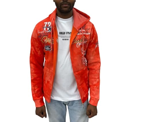 Raff & Taff Herren Zipper Hoodies Kapuzenjacke Sweatjacke Übergangsjacke Jacke Basic Schlicht bis 10XL (RT-H-1160-Orange- M) von Raff&Taff