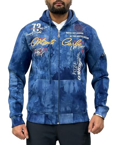 Raff & Taff Herren Zipper Hoodies Kapuzenjacke Sweatjacke Übergangsjacke Jacke Basic Schlicht bis 10XL (RT-H-1160-indigoblau-5XL) von Raff&Taff