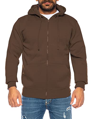 Raff & Taff Herren Zipper Hoodies Kapuzenjacke Sweatjacke Übergangsjacke Jacke Basic Schlicht bis 10XL (RT-H-404-Braun-M) von Raff&Taff