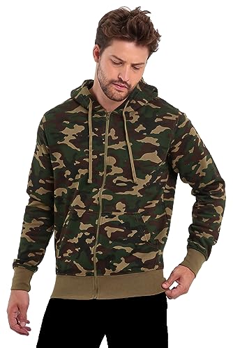 Raff & Taff Herren Zipper Hoodies Kapuzenjacke Sweatjacke Übergangsjacke Jacke Basic Schlicht bis 10XL (RT-H-404-Cam.Woodland-3XL) von Raff&Taff