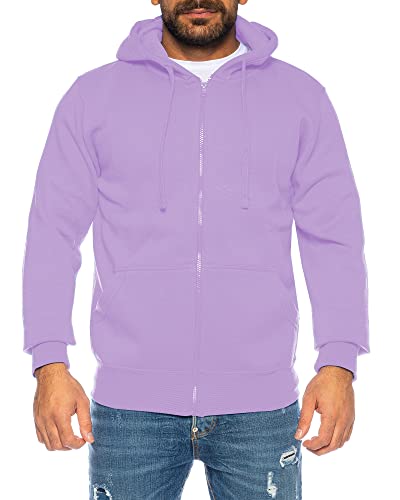 Raff & Taff Herren Zipper Hoodies Kapuzenjacke Sweatjacke Übergangsjacke Jacke Basic Schlicht bis 10XL (RT-H-404-Flieder-10XL) von Raff&Taff