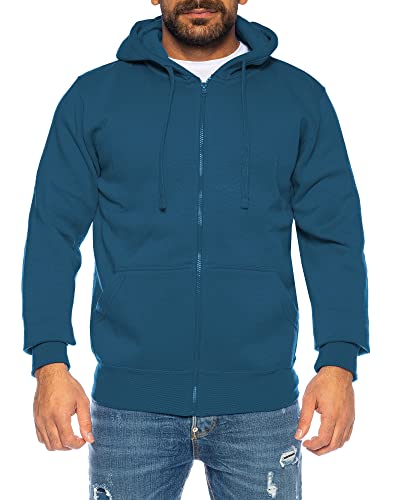 Raff & Taff Herren Zipper Hoodies Kapuzenjacke Sweatjacke Übergangsjacke Jacke Basic Schlicht bis 10XL (RT-H-404-Indigoblau-10XL) von Raff&Taff