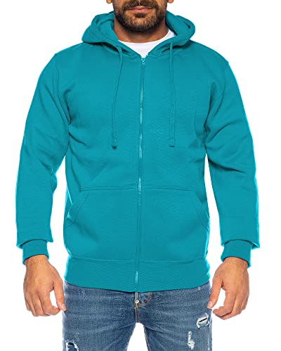 Raff & Taff Herren Zipper Hoodies Kapuzenjacke Sweatjacke Übergangsjacke Jacke Basic Schlicht bis 10XL (RT-H-404-Petrol-3XL) von Raff&Taff