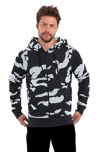 Raff & Taff Herren Zipper Hoodies Kapuzenjacke Sweatjacke Übergangsjacke Jacke Basic Schlicht bis 10XL (RT-H-404-Snow Black-3XL) von Raff&Taff