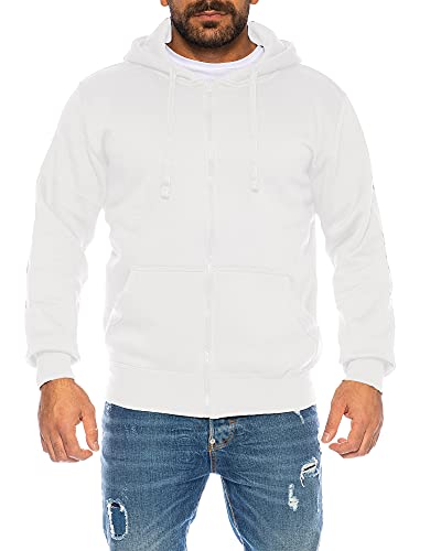 Raff & Taff Herren Zipper Hoodies Kapuzenjacke Sweatjacke Übergangsjacke Jacke Basic Schlicht bis 6XL (RT 404 Weiß, 3XL) von Raff&Taff