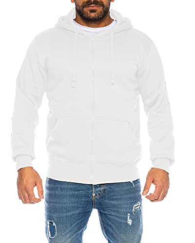 Raff & Taff Herren Zipper Hoodies Kapuzenjacke Sweatjacke Übergangsjacke Jacke Basic Schlicht bis 6XL (RT404 Weiß, M) von Raff&Taff