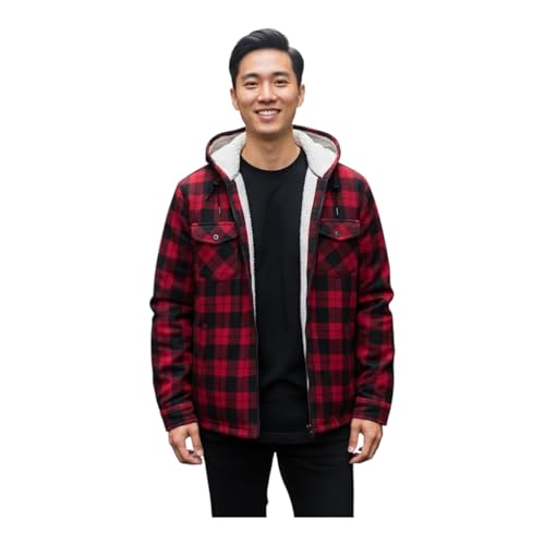 Raff&Taff Holzfällerhemd Flanellhemd Thermohemd Jacke (Y304-Rot-3XL) von Raff&Taff