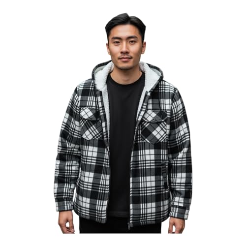 Raff&Taff Holzfällerhemd Flanellhemd Thermohemd Jacke (Y304-Sch/Weiß-M) von Raff&Taff