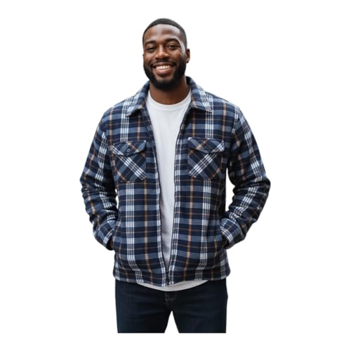 Raff&Taff Holzfällerhemd Flanellhemd Thermohemd Thermojacke Karo Karriert gefüttert Arbeit (Nevi/Weiß(02), XXL) von Raff&Taff