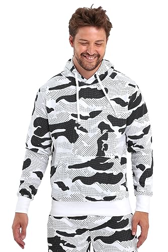 Raff &Taff Hoodie Kapuzenpullover Sweatshirt Sweater Pullover |S-10XL| Sport Alltag Freizeit|Premium Baumwolle Fleece Innenseite(RT-H-401-White Snow-7XL) von Raff&Taff