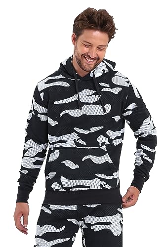 Raff &Taff Hoodie Kapuzenpullover Sweatshirt Sweater Pullover |S-10XL| Sport Alltag Freizeit|Premium Baumwolle Fleece Innenseite (RT-H-401-Black Snow-4XL) von Raff&Taff