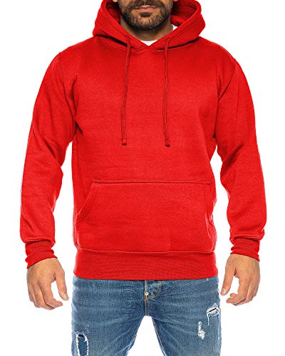 Raff &Taff Hoodie Kapuzenpullover Sweatshirt Sweater Pullover |S-10XL| Sport Alltag Freizeit|Premium Baumwolle Fleece Innenseite (RT-H-401-Rot-10XL) von Raff&Taff